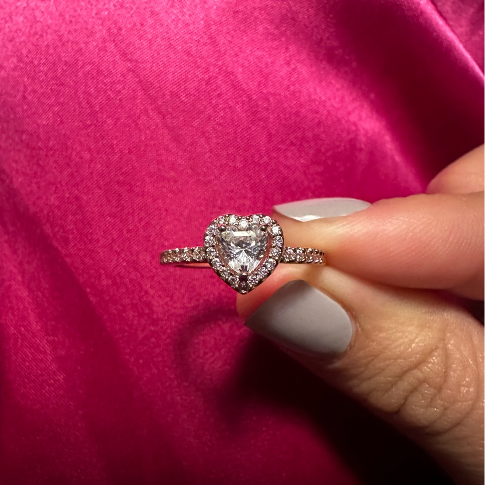 PANDORA ELEVATED HEART RING ROSE GOLD